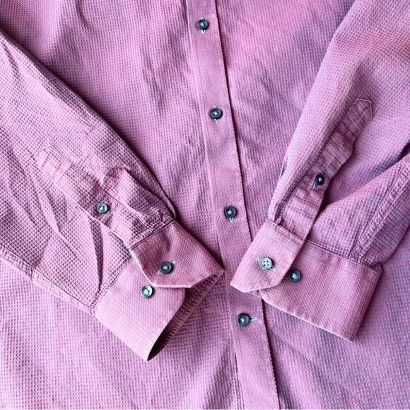 Report Collection Purple Waffle Pattern Pattern Button Down Shirt - Picture 5 of 16